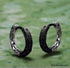 Retro Tang Grass Grain Sense Textured Black Silver Niche Men Women Hoop Earrings